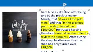 How to apply misrepresentation Liam cupcake scenario [upl. by Manard]