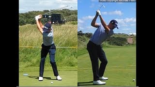 Justin Thomas golf swing  Long Iron faceon amp downtheline July 2017 [upl. by Egan]