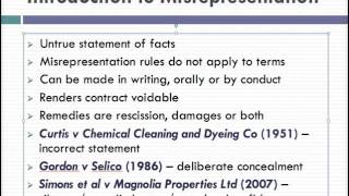 Misrepresentation Lecture 1 of 4 [upl. by Miner]